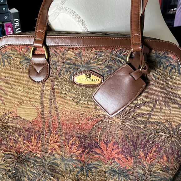 Ricardo Beverly Hills vintage Palm tree canvas weekend bag Tote bag luggage - Picture 2 of 6